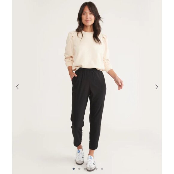 Marine Layer Allison Black Cropped Pants Small elastic waist light weight New - Picture 13 of 14